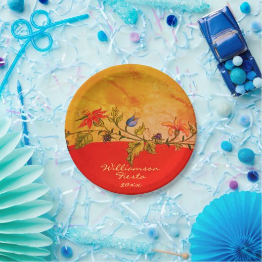 カスタムオレンジイエローフィエスタシンコデマヨフォークアート ペーパープレート (パーティー)