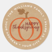 カスタムオレンジカボチャフェイクオン茶クラ素朴フト ラウンドシール (正面)