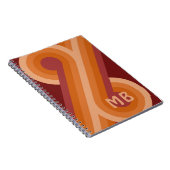 カスタムオレンジダークマルーンレッドレトロアートパターン ノートブック (右側)