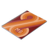 カスタムオレンジダークマルーンレッドレトロアートパターン ノートブック (左側)