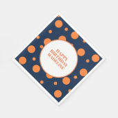 カスタムオレンジネイビーブルー水玉模様バースデーパーティー スタンダードランチョンナプキン (角)