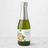 カスタムオレンジフルーツ植物学ブライダルシャワーミニ スパークリングワインラベル (正面)