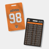 カスタムオレンジプレーヤーチーム名簿カードスポーツバッジ バッジ (Front & Back)