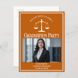 カスタムオレンジロースクール卒業写真パーティー インビテーションポストカード