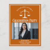 カスタムオレンジロースクール卒業写真パーティー インビテーションポストカード (正面)