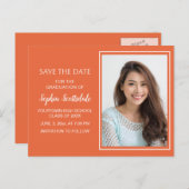カスタムオレンジ色の写真救卒業日 案内ポストカード (正面/裏面)