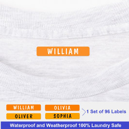 (カスタムオレンジ色の防水ラベル)子供の名前服 ラベル