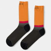 カスタムオレンジ色ピンク灰色ブラックカラーブロック ソックス (左)