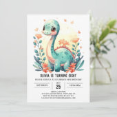 カスタムオンラインパステル恐竜誕生日 招待状 (スタンド正面)