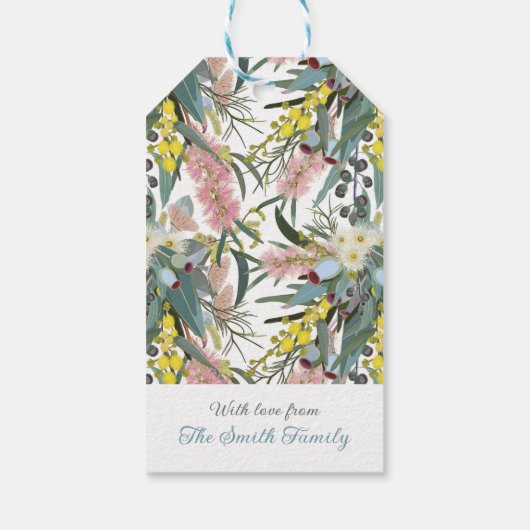 カスタムオージー先住民ブッシュ開花 ギフトタグ (裏面)