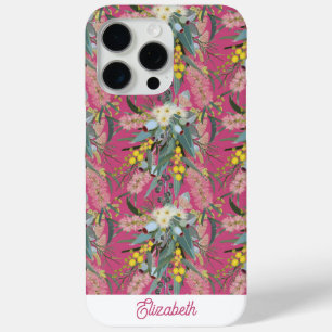 カスタムオーストラリアの原生ブッシュの花 ピンク iPhone 15 PRO MAXケース