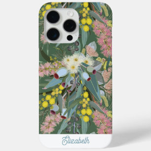 カスタムオーストラリアの原生ブッシュの花 古風な緑 iPhone 15 PRO MAXケース