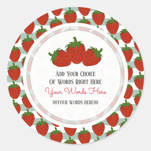 カスタムオーダーのイチゴクラシック丸型ステッカー ラウンドシール (正面)
