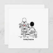 カスタムオートバイとサイドカーのウェディング 招待状 (正面/裏面)