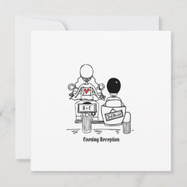 カスタムオートバイとサイドカーのウェディング 招待状