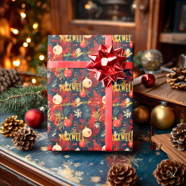 カスタムオーナメント赤と白 ラッピングペーパー