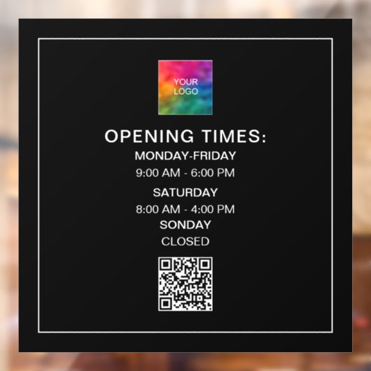 カスタムオープニングタイムズロゴQRコードテンプレート ウィンドウサイン (シート2)