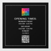 カスタムオープニングタイムズロゴQRコードテンプレート ウィンドウサイン (シート)