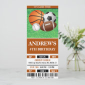 カスタムオールスタースポーツチケット誕生日 招待状 (スタンド正面)