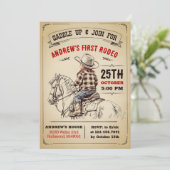 カスタムカウボーイカントリー1stロデオワイルドウェスト誕生日 招待状 (スタンド正面)