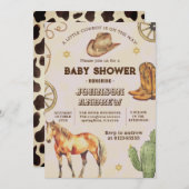 カスタムカウボーイ赤ちゃんシャワーパーティー 招待状 (正面/裏面)