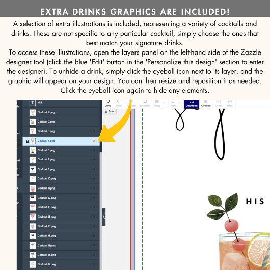 カスタムカクテル結婚の特徴的なドリンク看板 ポスター