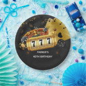 カスタムカジノナイトパーティーブラック金ゴールド ペーパープレート (パーティー)