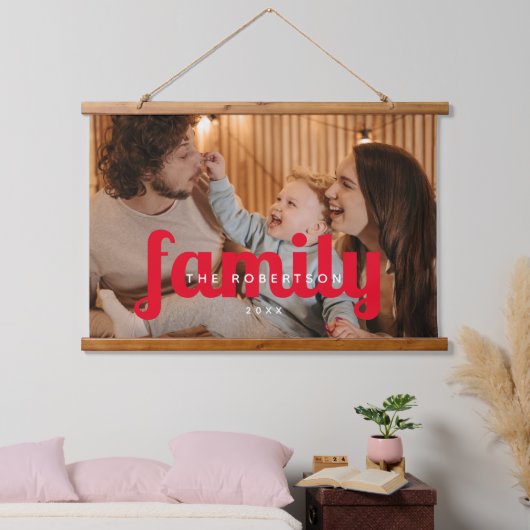 カスタムカジュアルモダンモダン家族のフルフォト 吊り下げ型タペストリー (寝室)