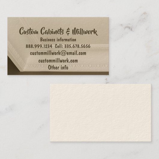 カスタムカスタムキャビネットとミルワーク 名刺 (正面/裏面)