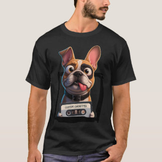 カスタムカセット パグ 子犬 犬 レトロカセットテープ Tシャツ