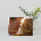 カスタムカッコいいタイポグラフィ写真の保存 箔招待状ポストカード (立ち正面)