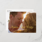 カスタムカッコいいタイポグラフィ写真の保存 箔招待状ポストカード (正面/裏面)