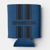 カスタムカッコいいダークブルーブラックオートレーススポーツストライプ 缶クーラー (裏面)