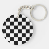 カスタムカッコいい白黒旗市松模様に模様 キーホルダー (裏面)