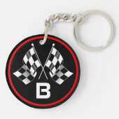カスタムカッコいい白黒旗市松模様に模様 キーホルダー (裏面)