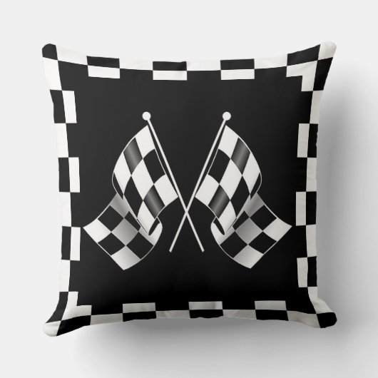 カスタムカッコいい白黒旗市松模様に模様 クッション (裏面)