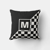 カスタムカッコいい白黒旗市松模様に模様 クッション (裏面)