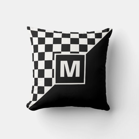 カスタムカッコいい白黒旗市松模様に模様 クッション (正面)