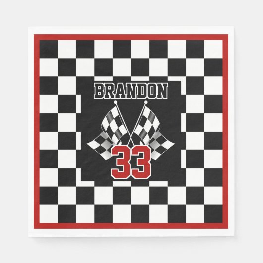 カスタムカッコいい白黒旗市松模様に模様 スタンダードランチョンナプキン (正面)