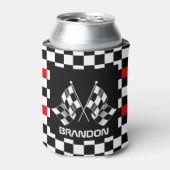 カスタムカッコいい白黒旗市松模様に模様 缶クーラー (缶正面)