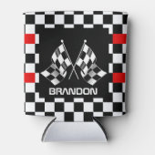 カスタムカッコいい白黒旗市松模様に模様 缶クーラー (正面)