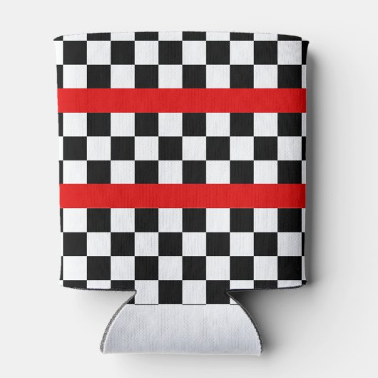 カスタムカッコいい白黒旗市松模様に模様 缶クーラー (裏面)