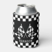 カスタムカッコいい白黒旗市松模様に模様 缶クーラー (缶正面)
