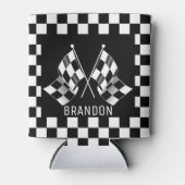 カスタムカッコいい白黒旗市松模様に模様 缶クーラー (正面)