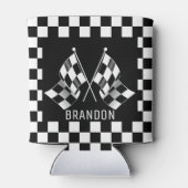 カスタムカッコいい白黒旗市松模様に模様 缶クーラー (裏面)