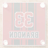 カスタムカッコいい赤と黒のオートレーススポーツストライプ選手 ガラスコースター (裏面)