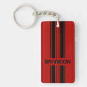 カスタムカッコいい赤と黒のオートレーススポーツストライプ選手 キーホルダー (正面)