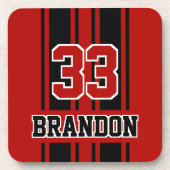 カスタムカッコいい赤と黒のオートレーススポーツストライプ選手 コースター (正面)