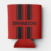 カスタムカッコいい赤と黒のオートレーススポーツストライプ選手 缶クーラー (裏面)