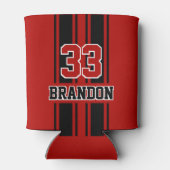 カスタムカッコいい赤と黒のオートレーススポーツストライプ選手 缶クーラー (裏面)